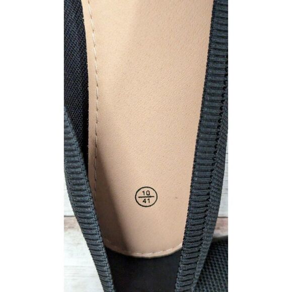 Womens Size 10 Black Mesh Knitted Comfort Pointed Toe Slip On Ballet Flat - Picture 8 of 10